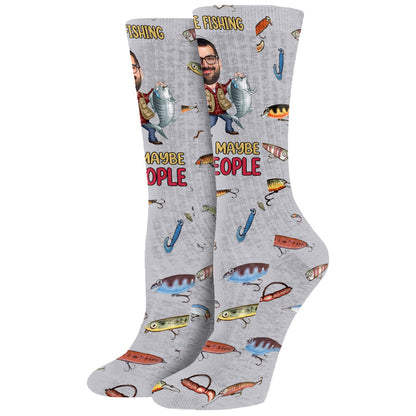 I Like Fishing And Maybe 3 People - Personalized Fishing Socks