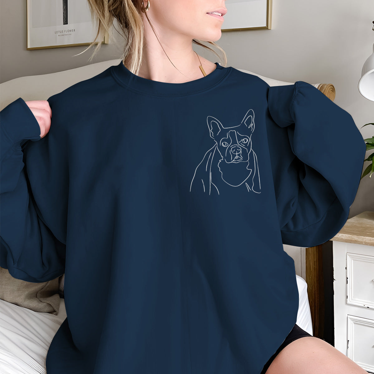 Custom Line Art - Personalized Dog Embroidered Sweater