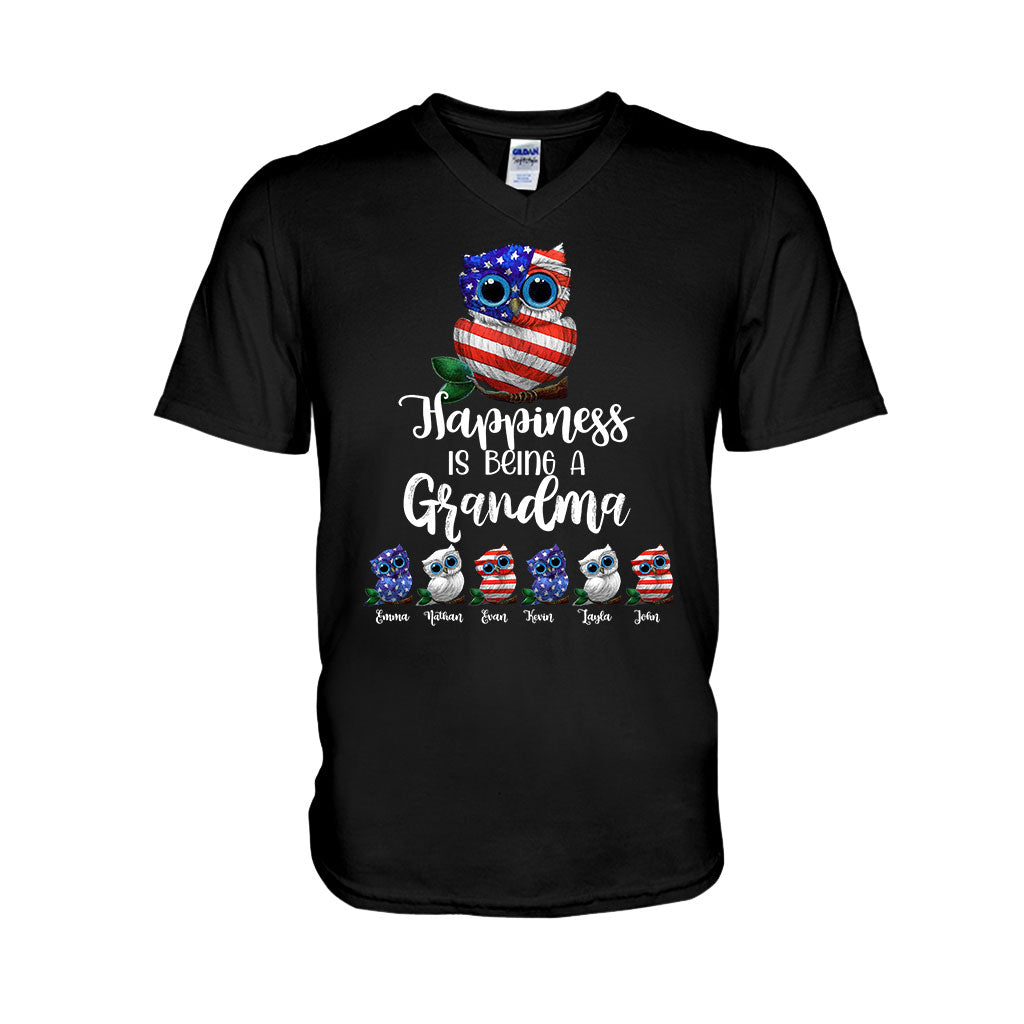 Happiness Is Being A Grandma - Personalized Independence Day T-shirt and Hoodie