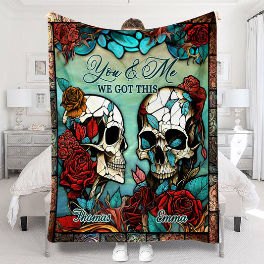 Skull Couple - Skull gift for husband, wife, boyfriend, girlfriend - Personalized Blanket