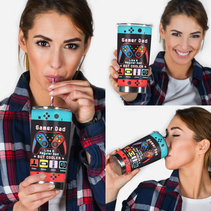 Gamer Dad Like A Regular Dad But Way Cooler - Video Game gift for dad, Gamer - Personalized Tumbler
