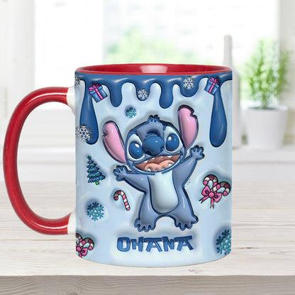Ohana Blue Inflated Merry Stitchmas - Ohana Accent Mug