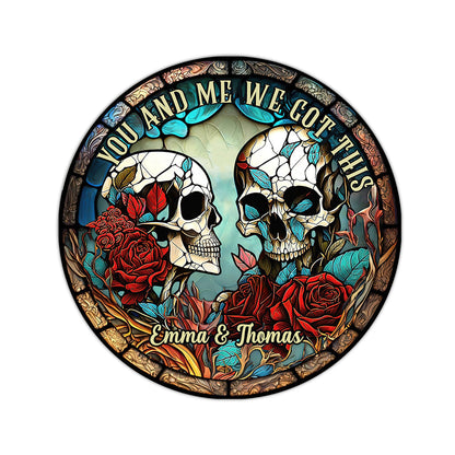 Skull Couple - Personalized Skull Round Rug