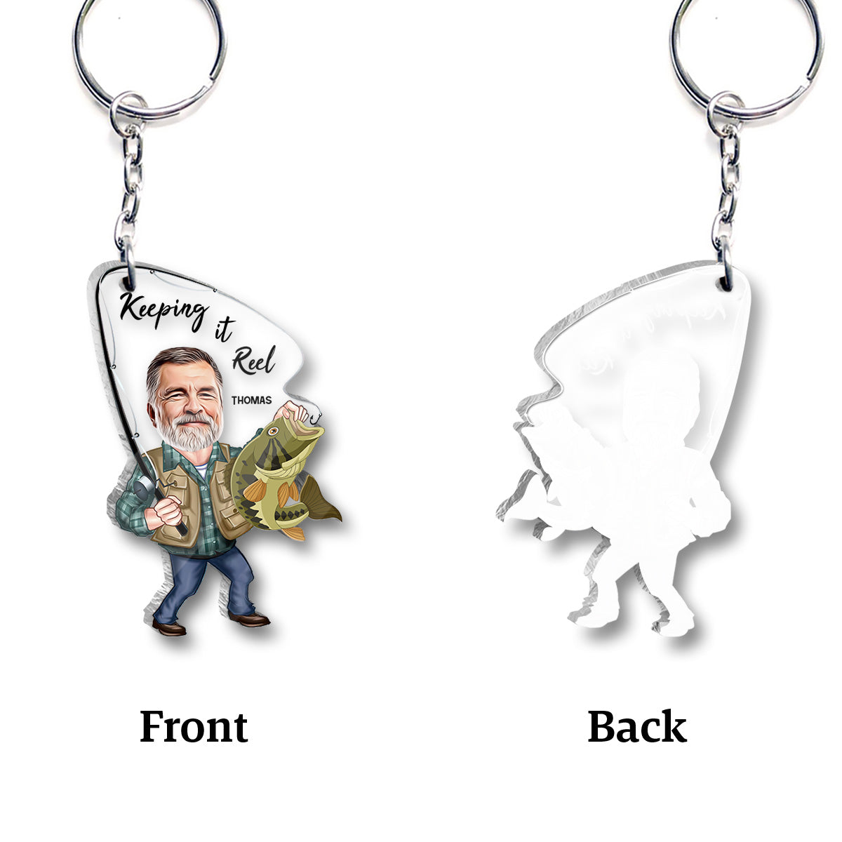 Photo Inserted Funny Fishing Keeping It Reel - Personalized Fishing Keychain