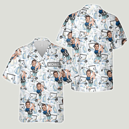 Photo Inserted Funny Golfer - Personalized Golf Hawaiian Shirt