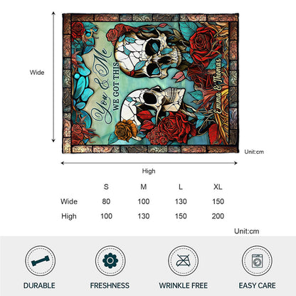 Skull Couple - Personalized Skull Blanket
