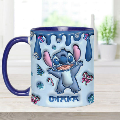 Ohana Blue Inflated Merry Stitchmas - Ohana Accent Mug