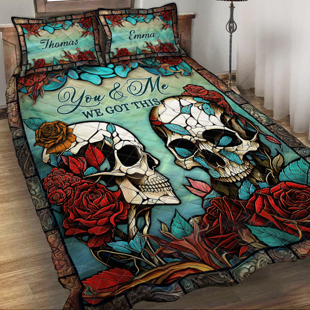 Skull Couple - Personalized Skull Quilt Set