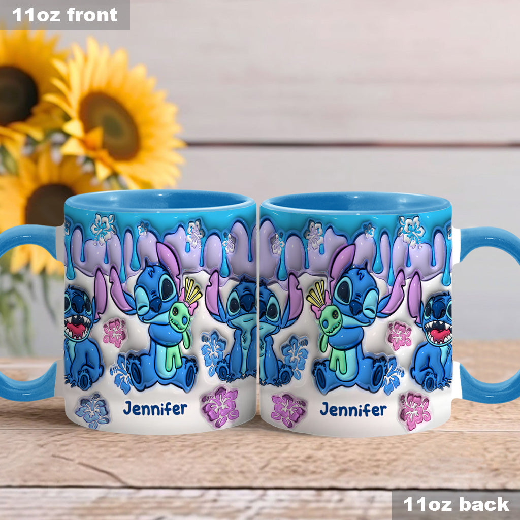 Blue Ohana Hugging - Personalized Ohana Accent Mug