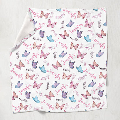 Butterfly Custom Name - Personalized Bestie Blanket