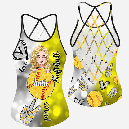 Cool Softball Mom - Personalized Softball Cross Tank Top