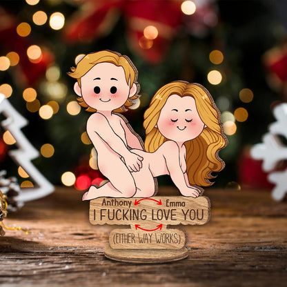 I Love You - gift for husband, wife, boyfriend, girlfriend - Personalized Freestanding Wood Plaque