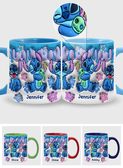 Blue Ohana Hugging - Personalized Ohana Accent Mug