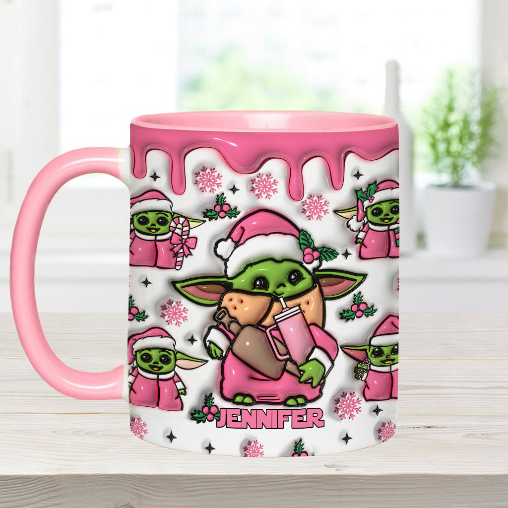 Pink Christmas The Child - Personalized The Force Accent Mug