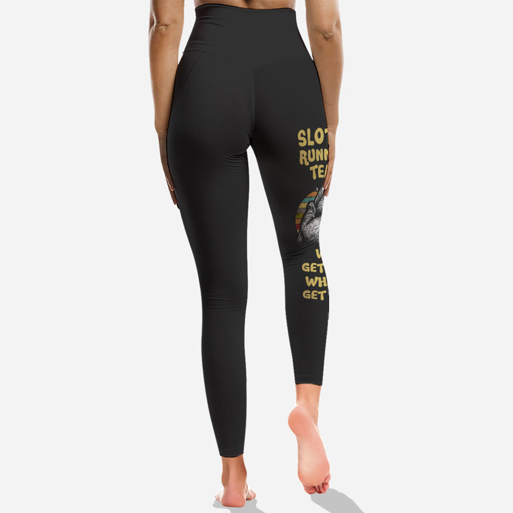 Sloths Running Team - Personalized Running Hollow Tank Top and Leggings