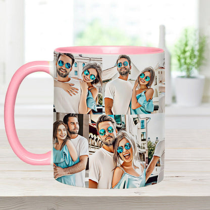 Cartoonize Photos Collage - gift for boyfriend, girlfriend, wife, husband - Personalized Accent Mug
