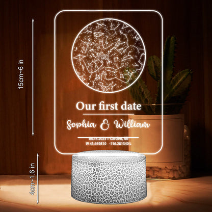 Our First Date - Personalized Couple Shaped Plaque Light Base