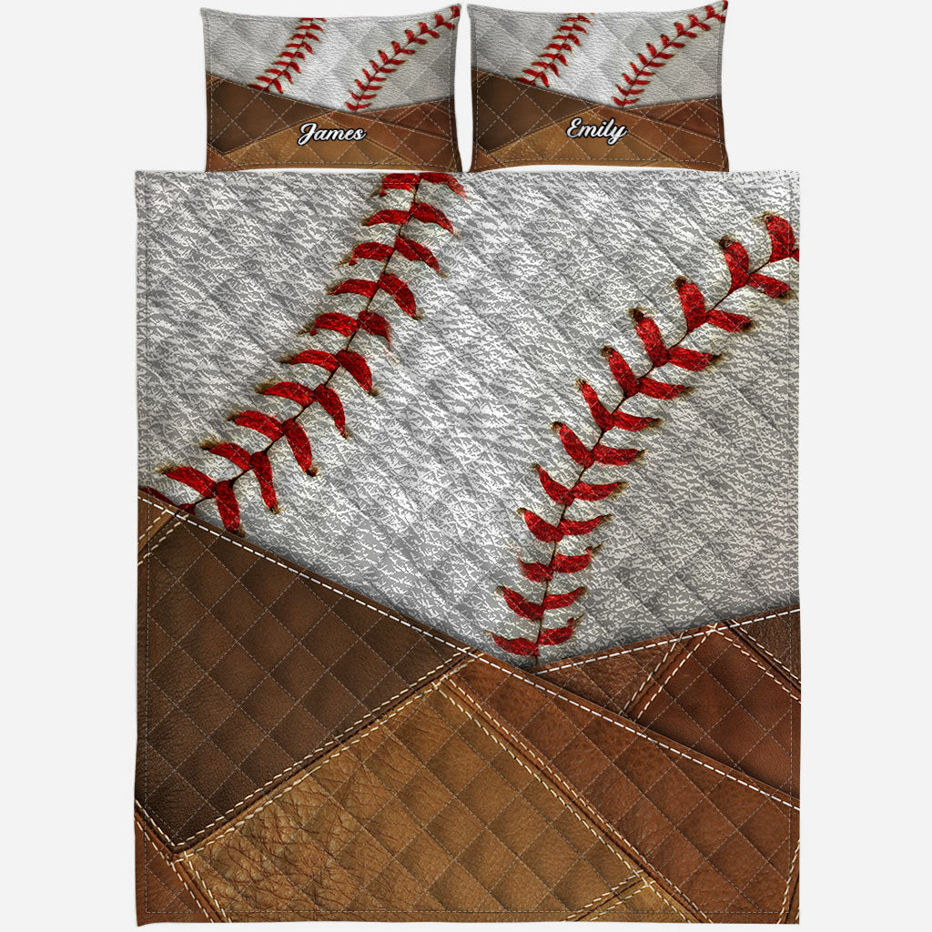 Living My Dream - Personalized Baseball Quilt Set