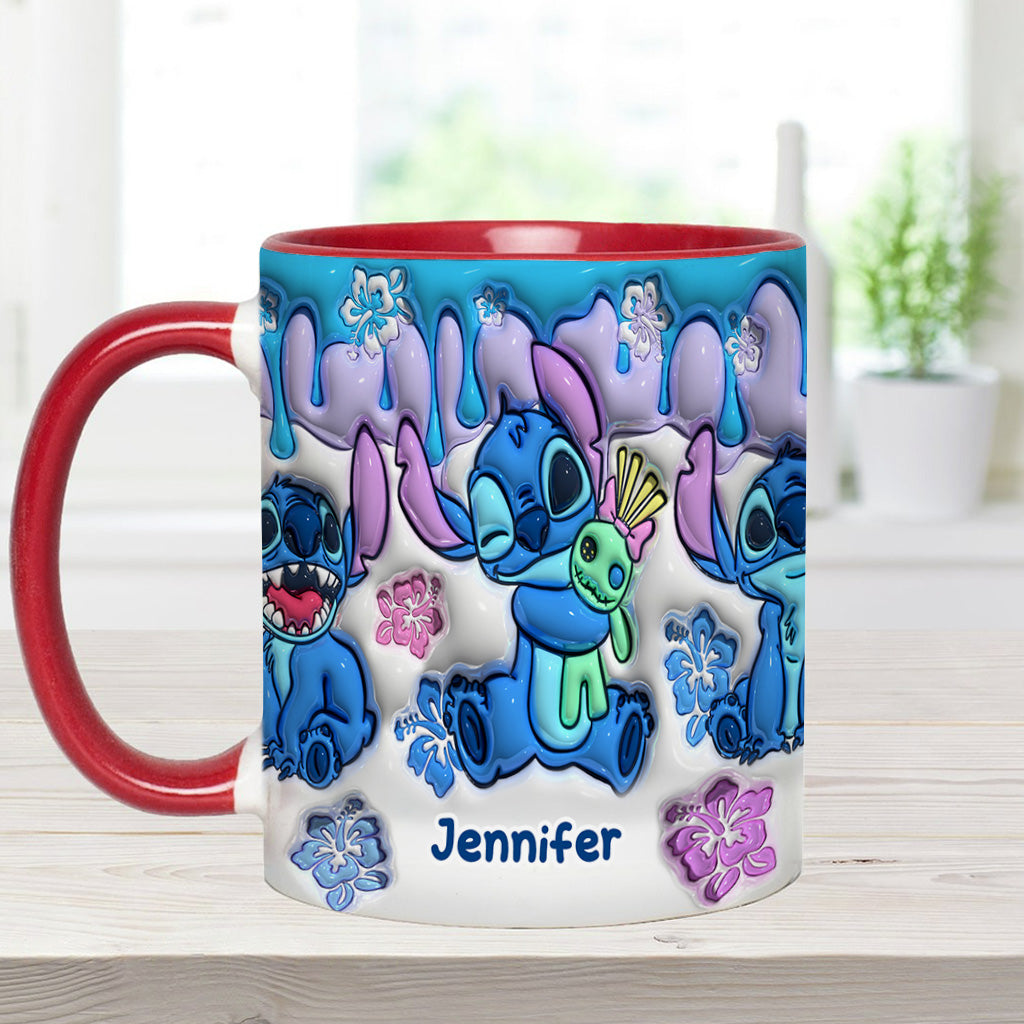 Blue Ohana Hugging - Personalized Ohana Accent Mug