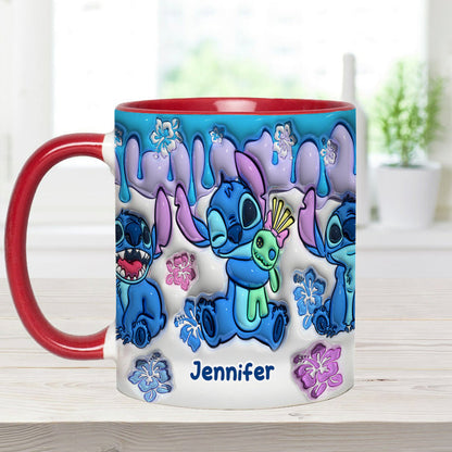 Blue Ohana Hugging - Personalized Ohana Accent Mug