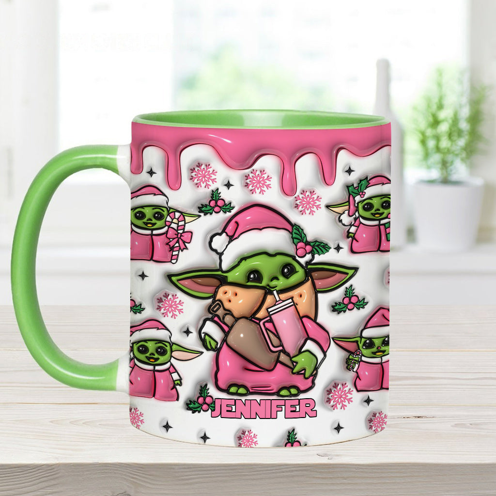 Pink Christmas The Child - Personalized The Force Accent Mug