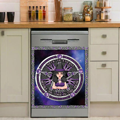 Check Ya Energy - Personalized Witch Dishwasher Cover