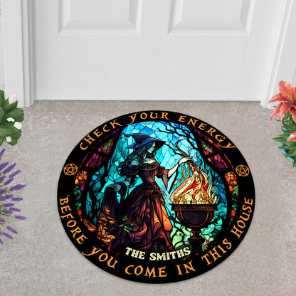 Check Ya Energy - Personalized Witch Shaped Doormat