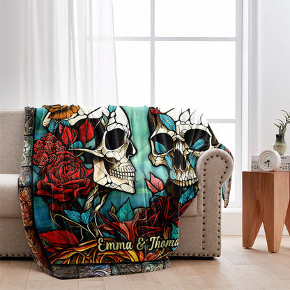 Skull Couple - Personalized Skull Blanket