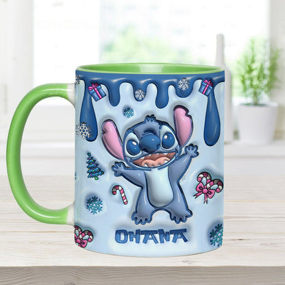 Ohana Blue Inflated Merry Stitchmas - Ohana Accent Mug