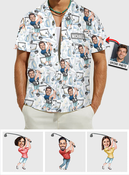 Photo Inserted Funny Golfer - Personalized Golf Hawaiian Shirt
