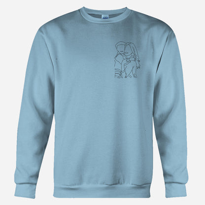 Custom Line Art - Personalized Aunt Embroidered Sweater