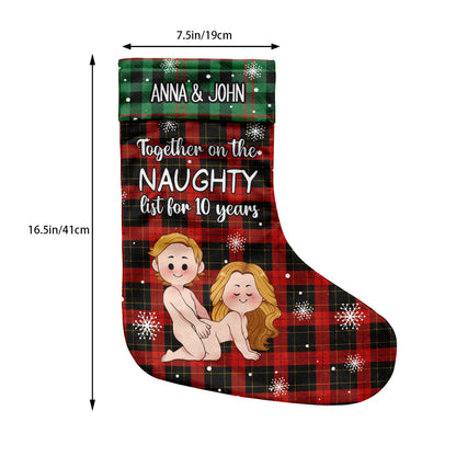 Together On The Naughty List - Personalized Couple Christmas Stockings