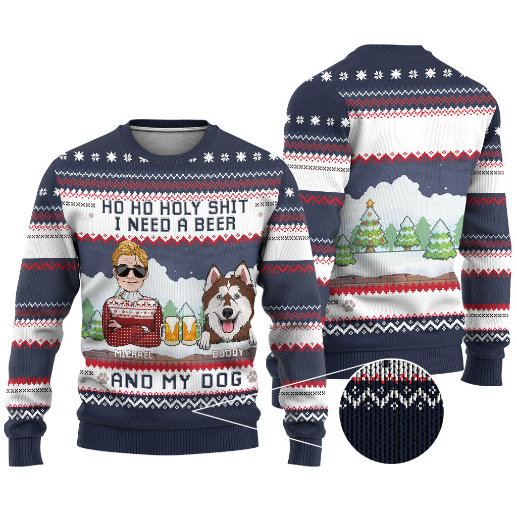 I Need Beer And My Dog - Personalized Dog Ugly Sweater
