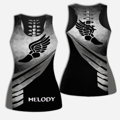 I Won't Quit Until I'm Fit - Personalized Running Hollow Tank Top and Leggings