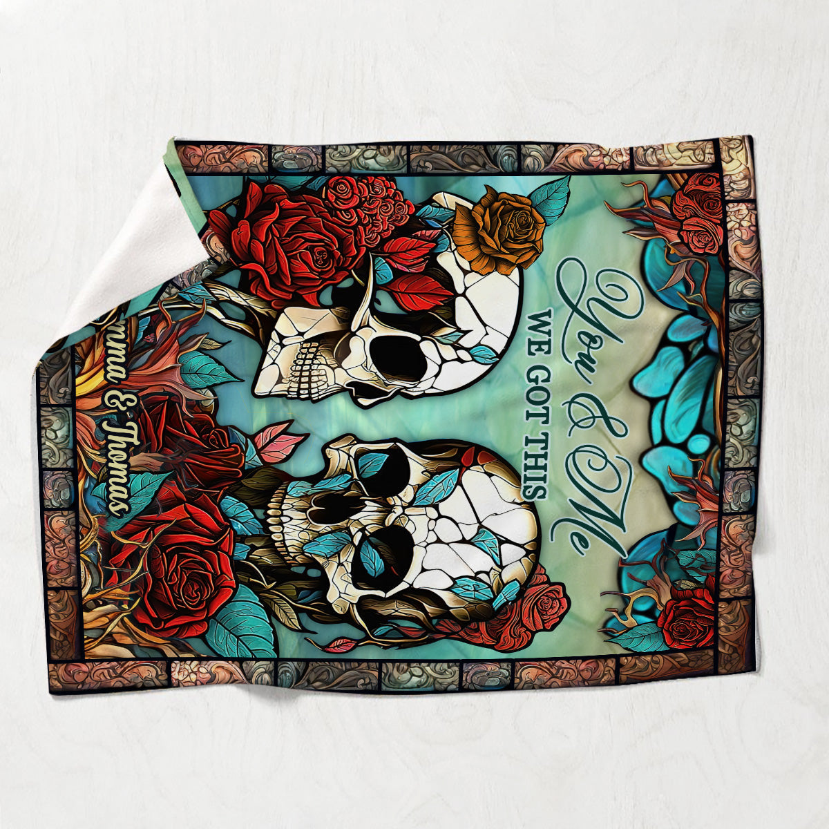 Skull Couple - Personalized Skull Blanket