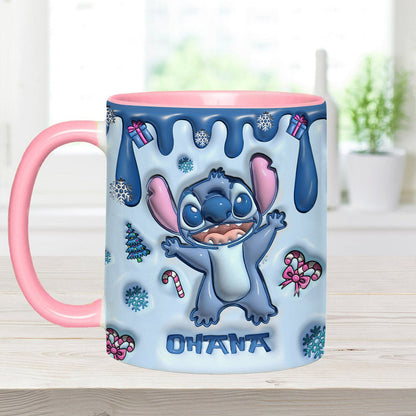 Ohana Blue Inflated Merry Stitchmas - Ohana Accent Mug