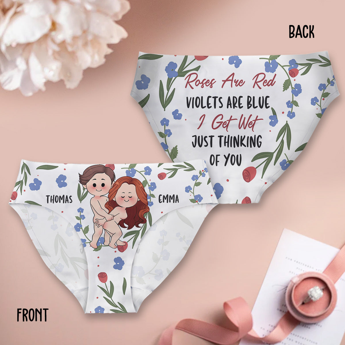 Roses Are Red Violets Are Blue - Personalized Couple Women Briefs
