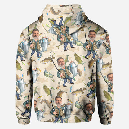 Photo Inserted Funny Fishing - Personalized Fishing All Over Shirt