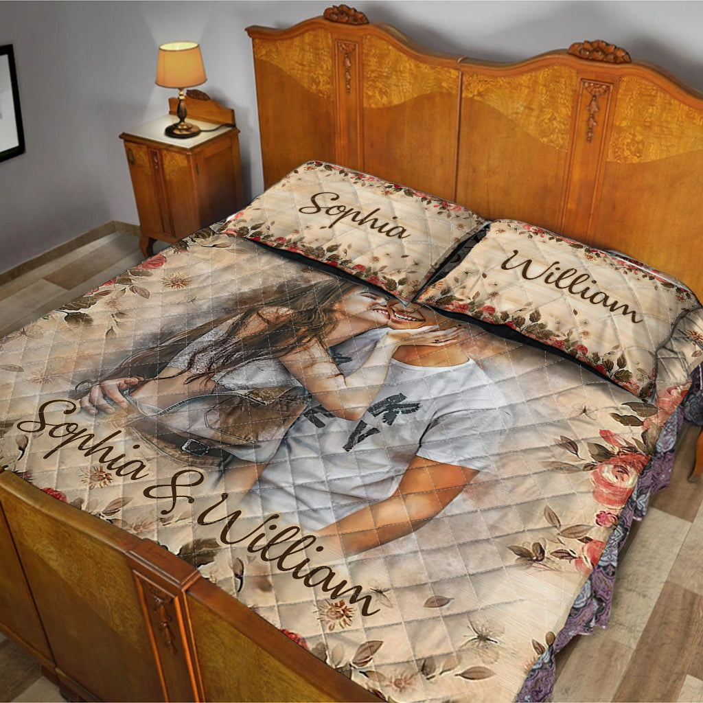 Watercolor Couple - Personalized Couple Quilt Set