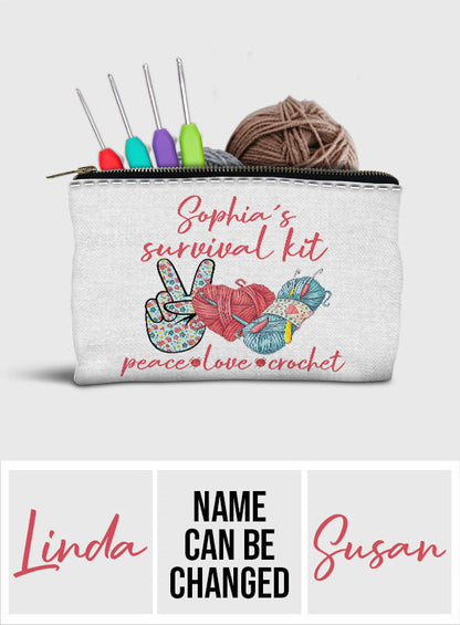 Peace Love Crochet - Personalized Crocheting Pouch