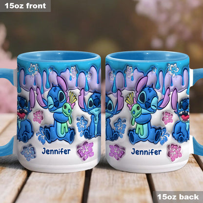 Blue Ohana Hugging - Personalized Ohana Accent Mug