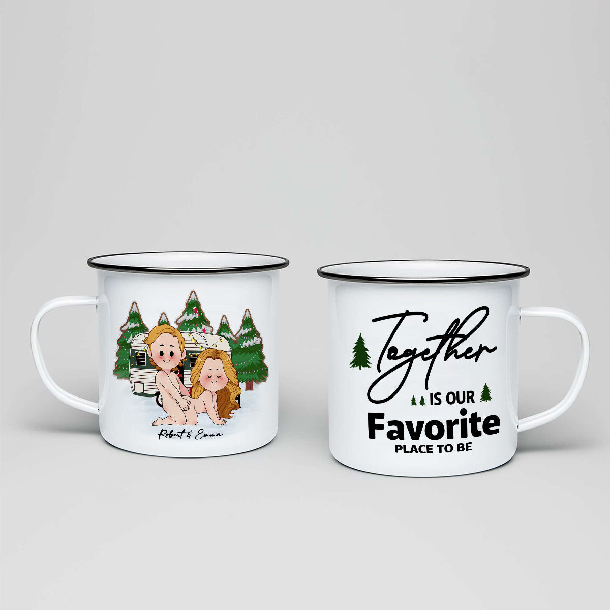 Together Is Our Favorite Place To Be - Personalized Camping Enamel Mug