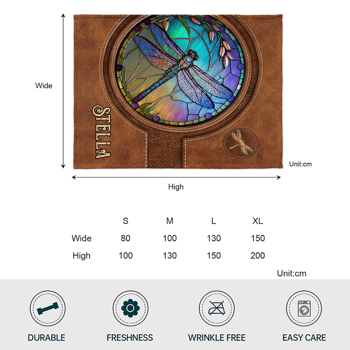 Stained Glass Dragonfly - Personalized Dragonfly Blanket