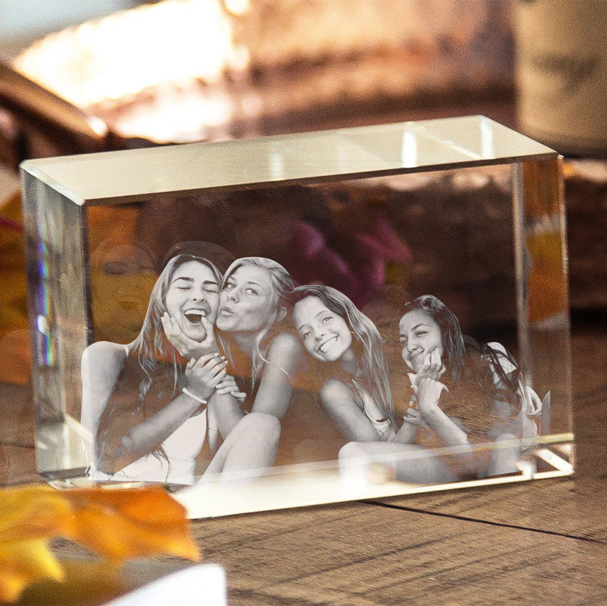 Custom Photo - Personalized Daughter Laser Engraving 3D Cuboid Shaped Crystal Lamp