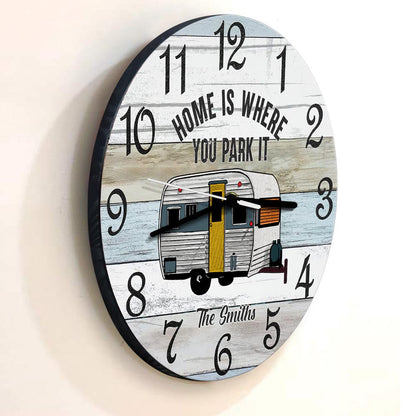 Home Is Where You Park It - Personalized Camping Wall Clock