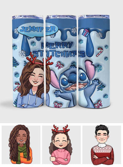 Merry Stitchmas - Personalized Ohana Skinny Tumbler