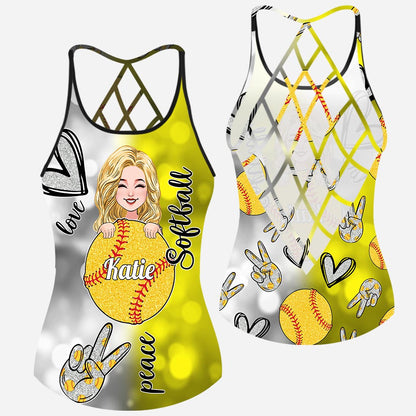 Cool Softball Mom - Personalized Softball Cross Tank Top