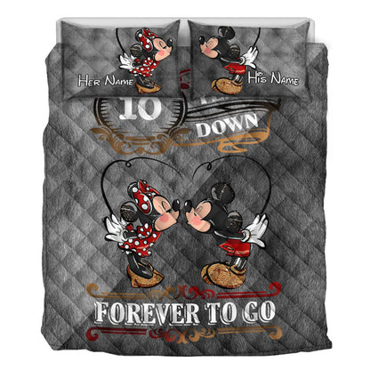 Forever To Go - Personalized Couple Mouse Quilt Set