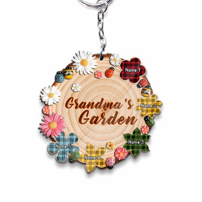 Grandma's Garden - Personalized Keychain (Printed On Both Sides)