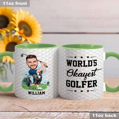 World's Okayest Golfer - Personalized Golf Accent Mug